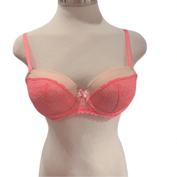 Victoria's Secret Padded Demi Angels Pink/Nude Lace Bra Size 36B NWOT - Picture 2 of 9